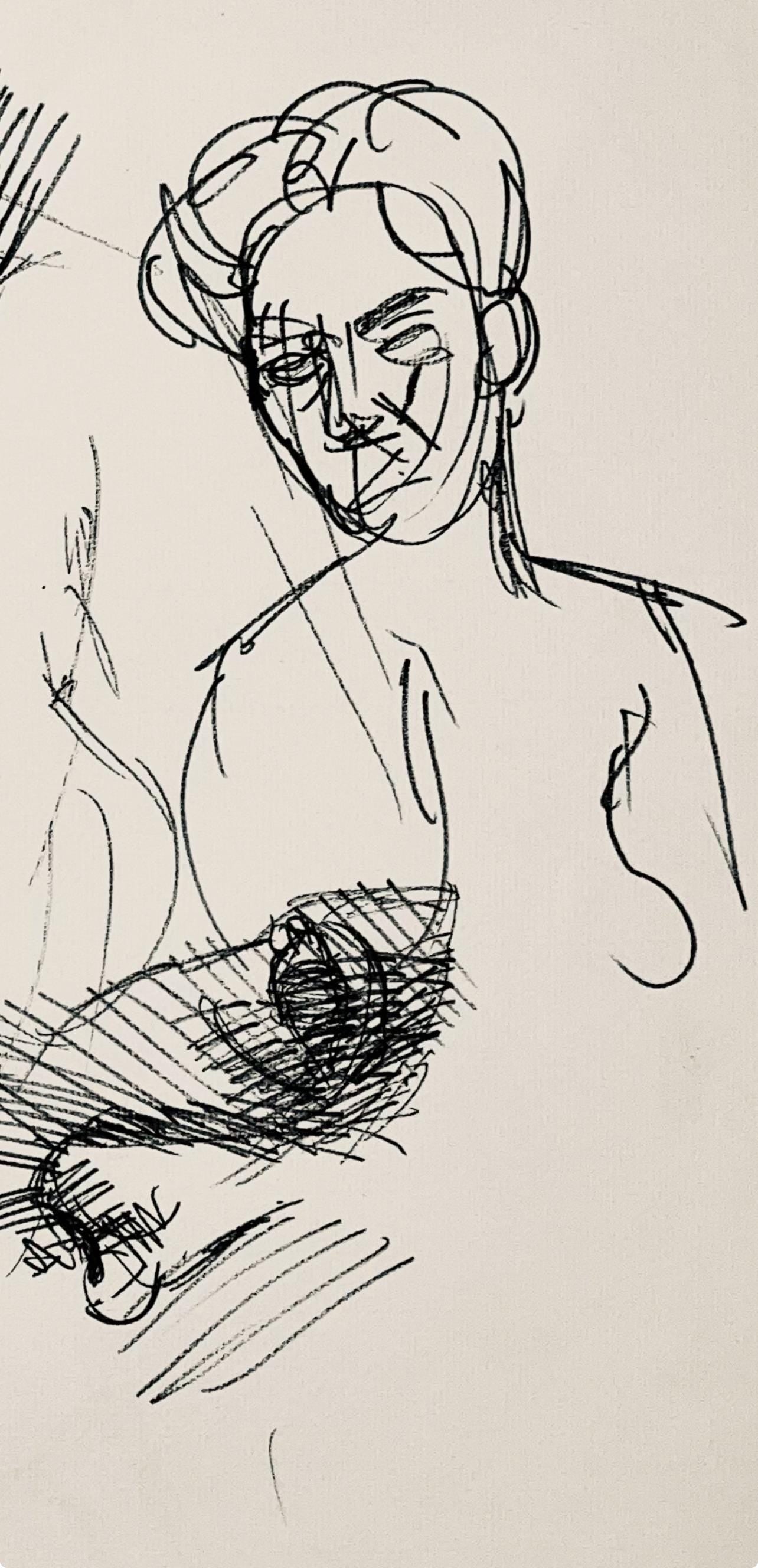 Ian Hornak, Renaissance Female Nude Figure Study, 1963, Original Drawing