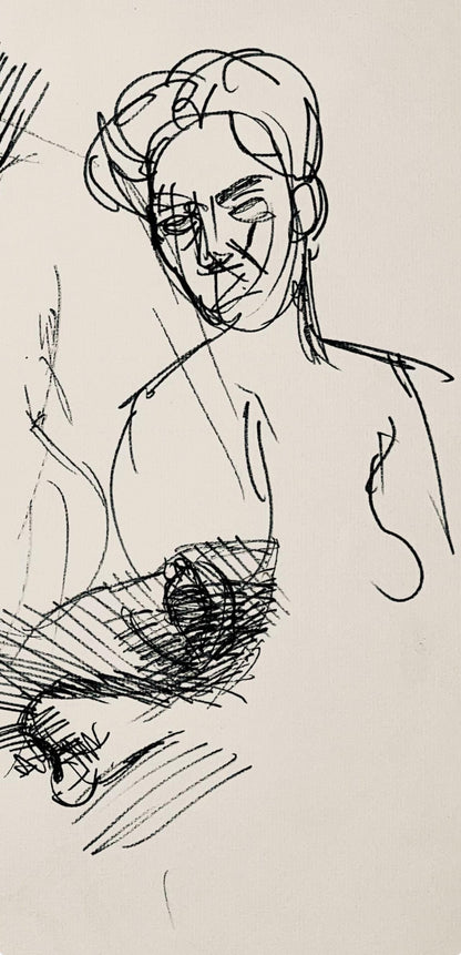 Ian Hornak, Renaissance Female Nude Figure Study, 1963, Original Drawing