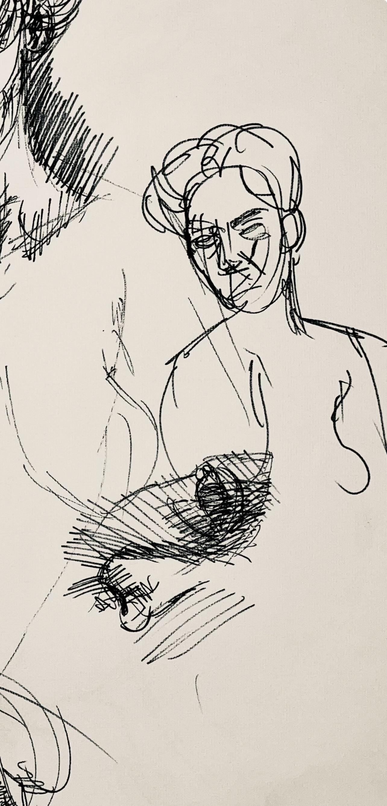 Ian Hornak, Renaissance Female Nude Figure Study, 1963, Original Drawing