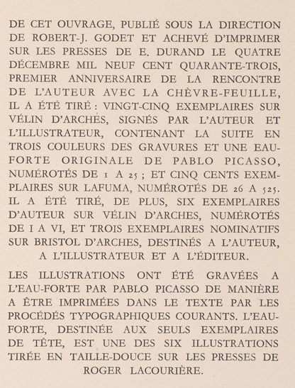 Pablo Picasso, Visages (Bloch 361A-E; Baer 683-688; Cramer 38), La Chvre-Feuille, Engraving And