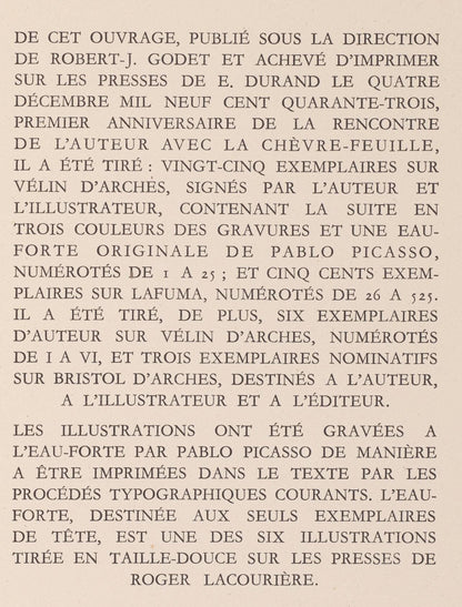 Pablo Picasso, Visages (Bloch 361A-E; Baer 683-688; Cramer 38), La Chvre-Feuille, Engraving And