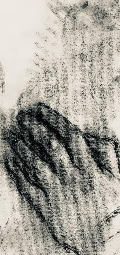Ian Hornak, Renaissance Hand And Female Nude Study, 1963, Original Drawing