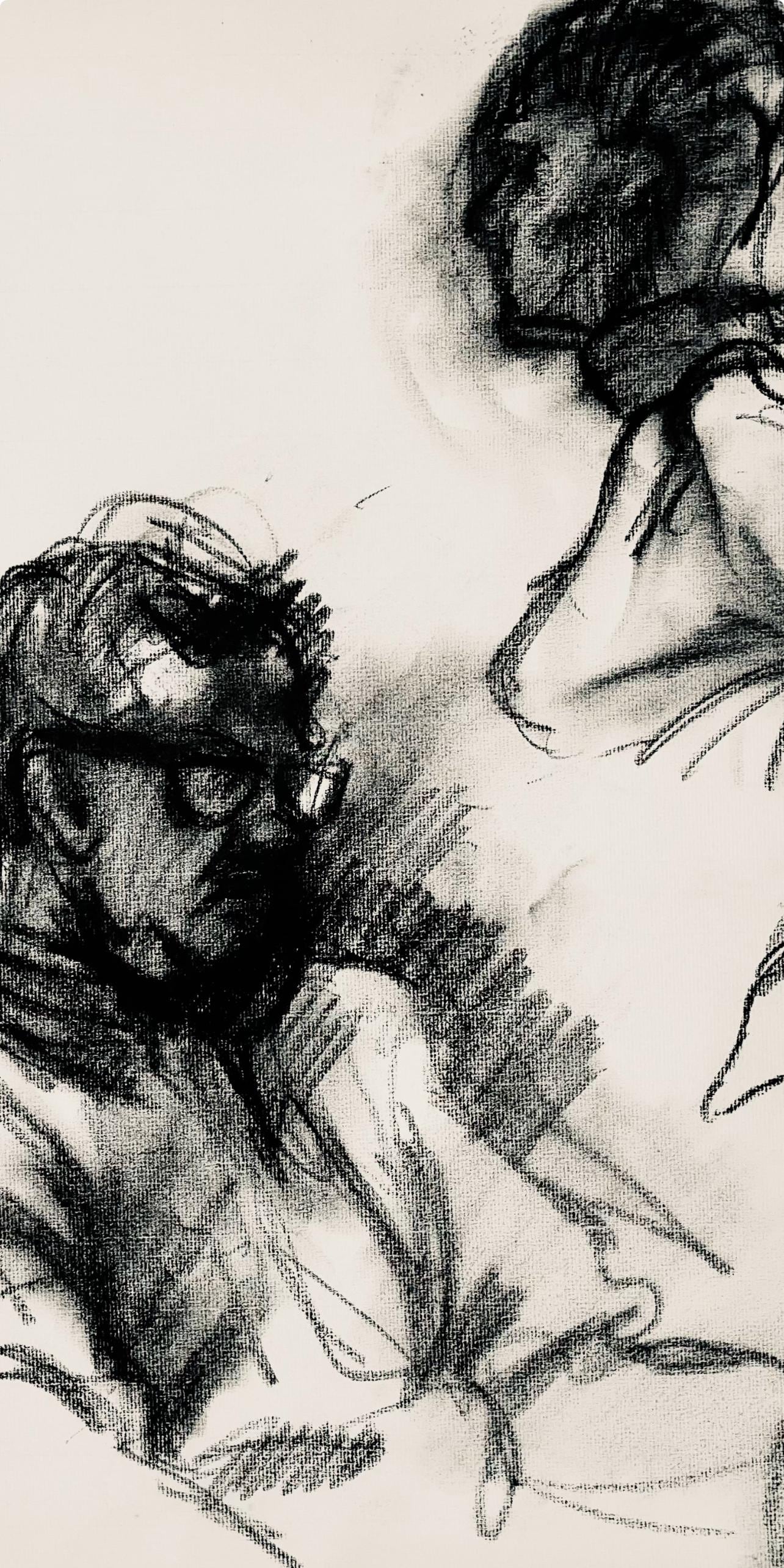 Ian Hornak, Female And Male Figure Study, 1963, Original Drawing