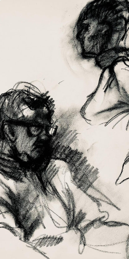 Ian Hornak, Female And Male Figure Study, 1963, Original Drawing