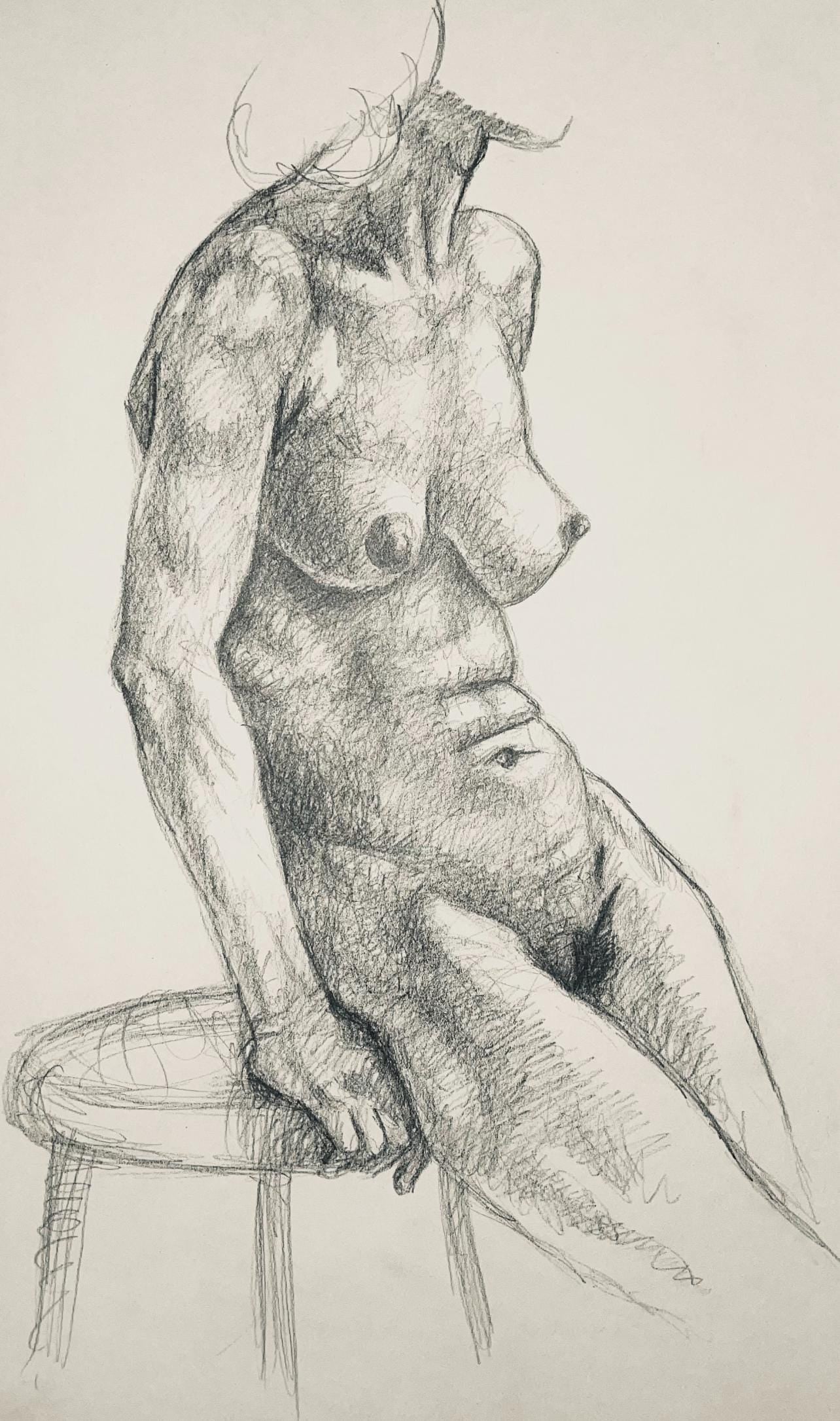 Ian Hornak, Renaissance Female Nude Figure Study, 1963, Original Drawing