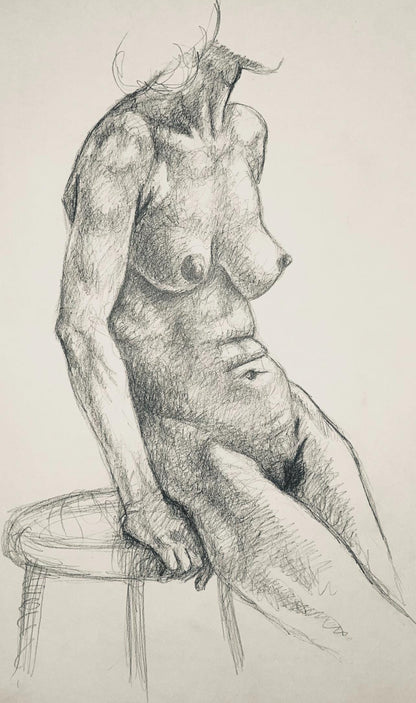 Ian Hornak, Renaissance Female Nude Figure Study, 1963, Original Drawing