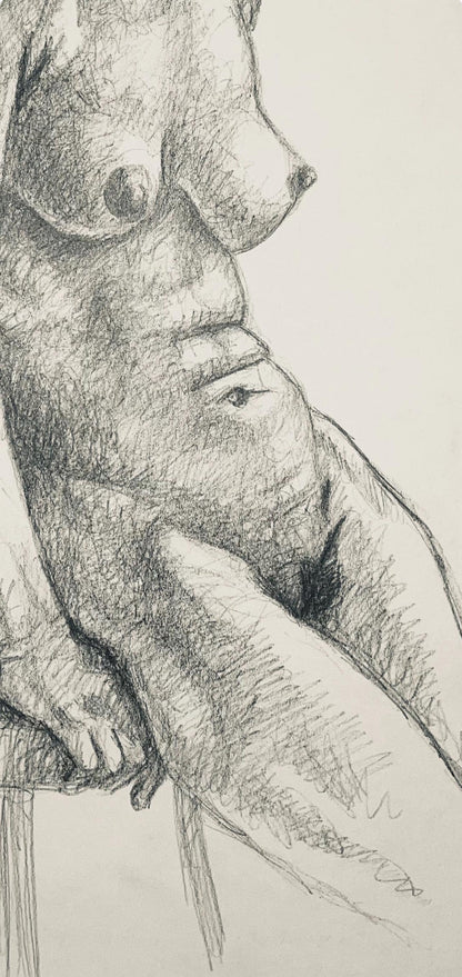 Ian Hornak, Renaissance Female Nude Figure Study, 1963, Original Drawing