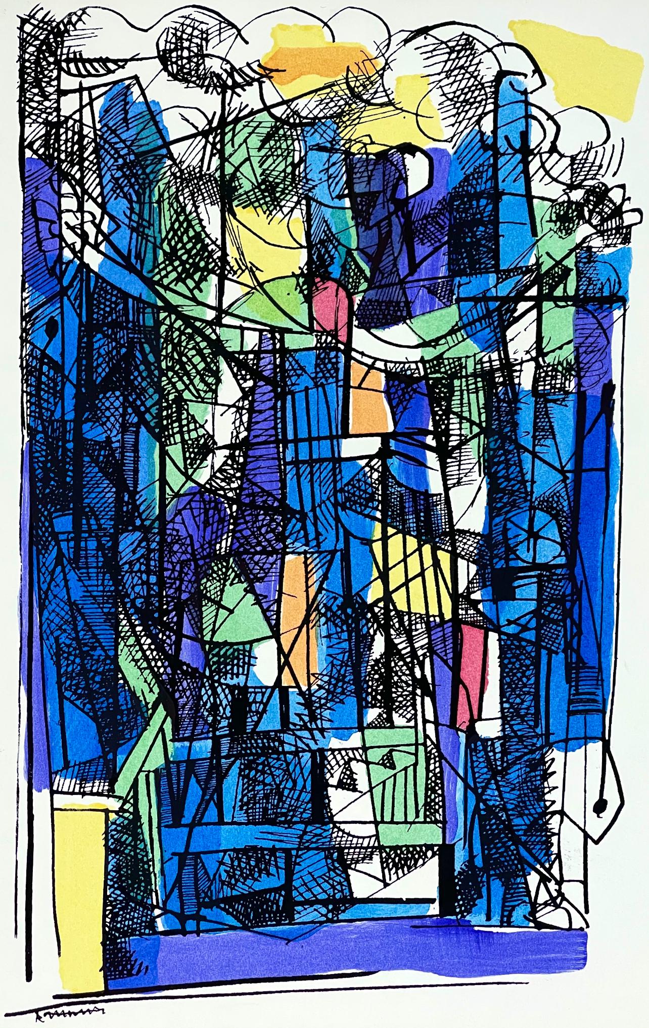 Abraham Rattner, Study For Window Cleaner, Lithograph