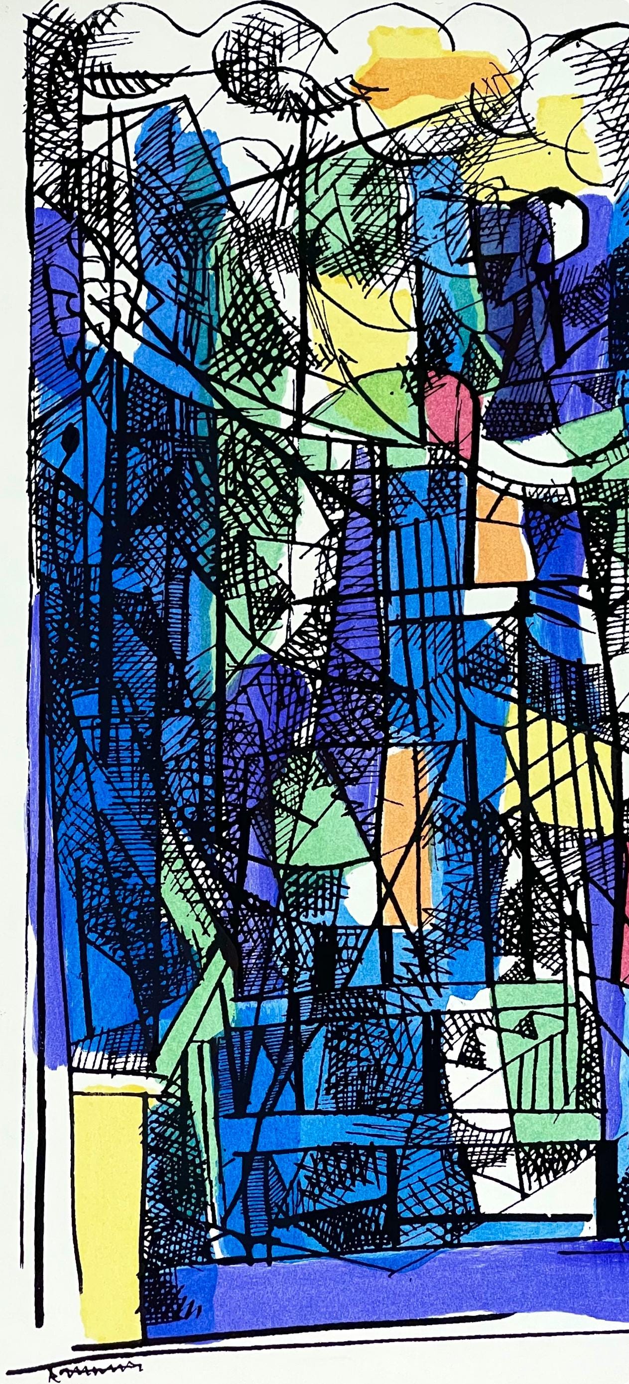 Abraham Rattner, Study For Window Cleaner, Lithograph