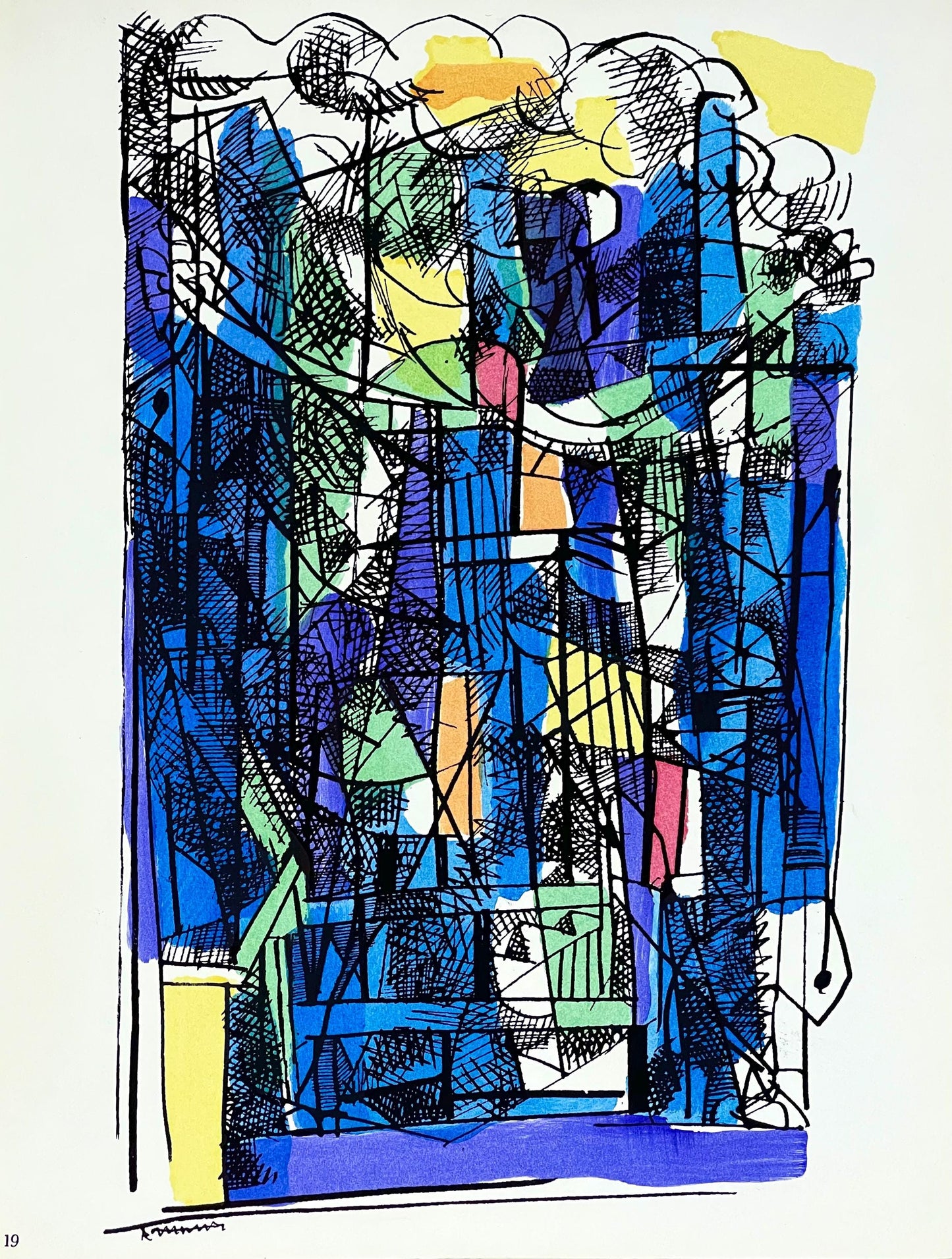 Abraham Rattner, Study For Window Cleaner, Lithograph