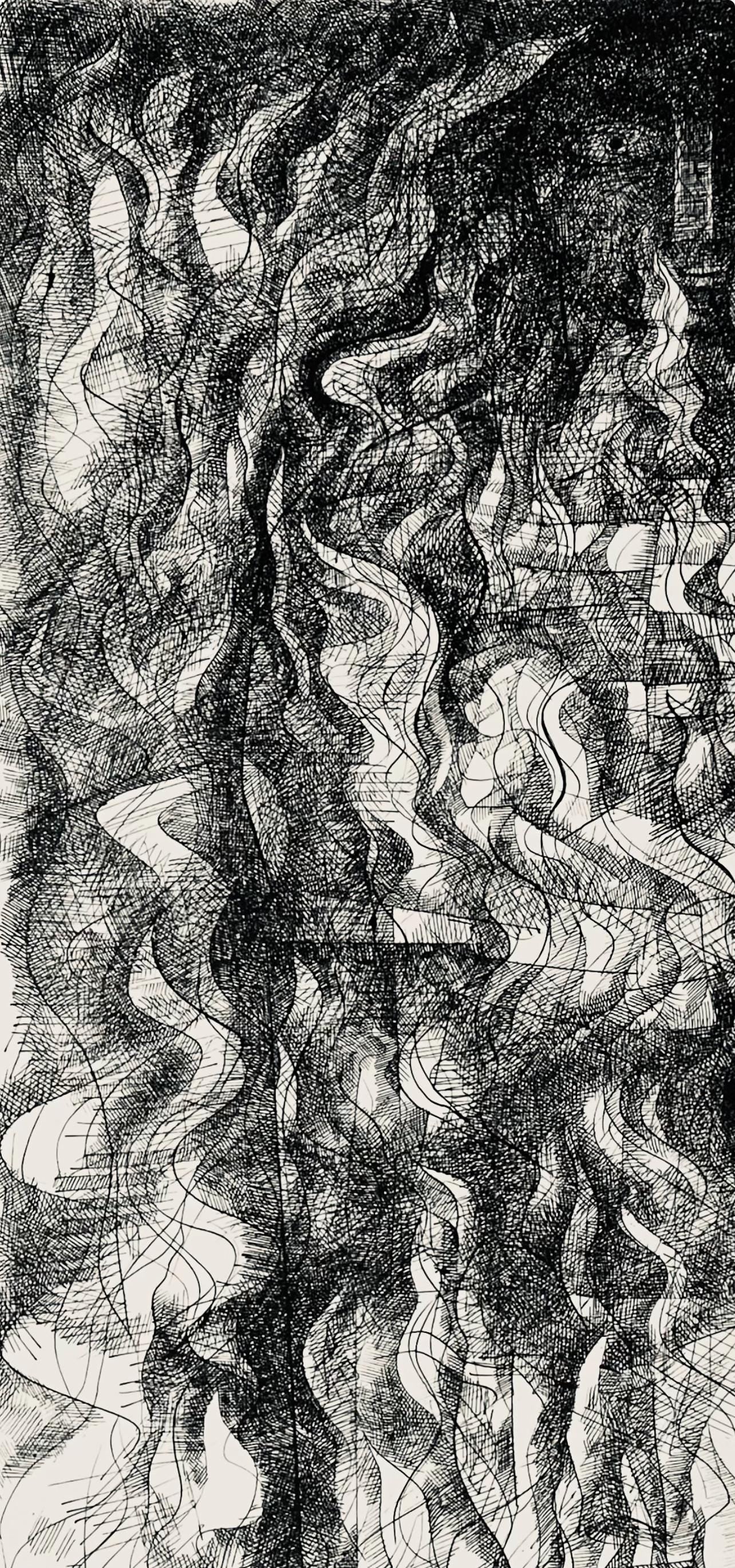 Abraham Rattner, Figure In Flames, Lithograph