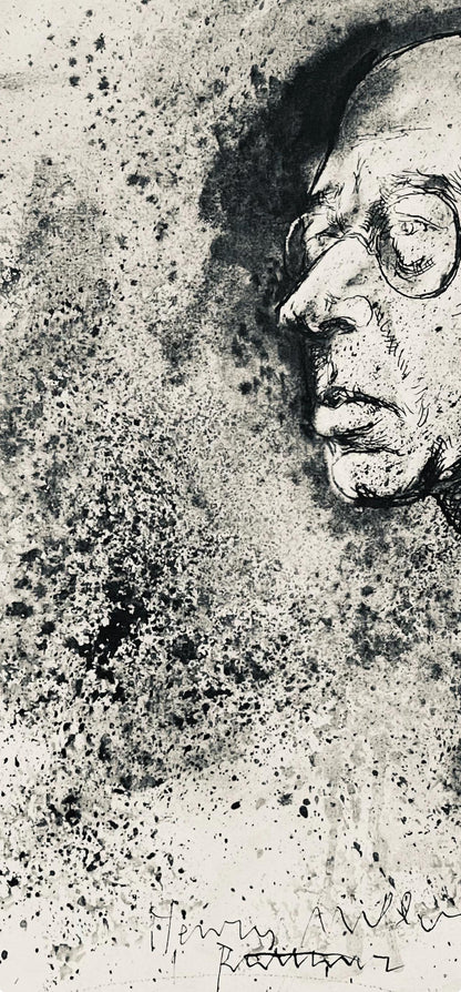 Abraham Rattner, Portrait Of Henry Miller, Lithograph