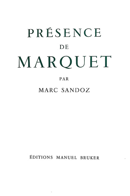 Albert Marquet, Composition, Prsence De Marquet, Lithograph