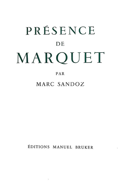 Albert Marquet, Composition, Prsence De Marquet, Lithograph