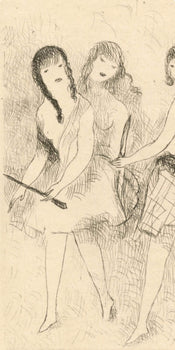Marie Laurencin, Trois Jeunes Filles Jouant L'Arc, Dix Filles Dans Un Pr, Etching
