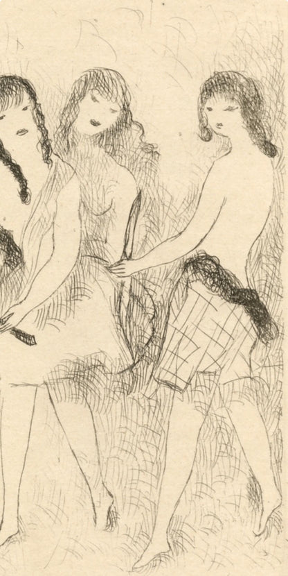 Marie Laurencin, Trois Jeunes Filles Jouant L'Arc, Dix Filles Dans Un Pr, Etching