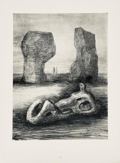 Henry Moore, Wood Sculpture In Setting Of Rocks, The Drawings Of Henry Moore, Lithograph