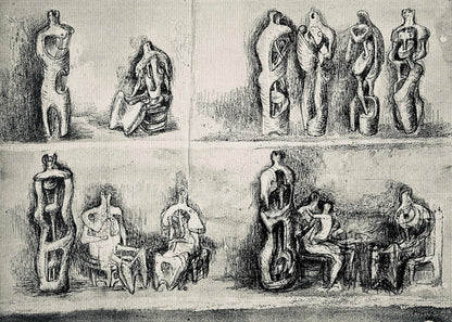Henry Moore, Standing And Seated Figures, The Drawings Of Henry Moore, Lithograph