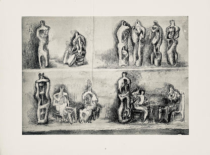 Henry Moore, Standing And Seated Figures, The Drawings Of Henry Moore, Lithograph