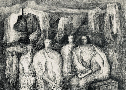 Henry Moore, Figures Against An Architectural Background, The Drawings Of Henry Moore, Lithograph