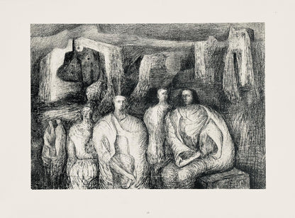 Henry Moore, Figures Against An Architectural Background, The Drawings Of Henry Moore, Lithograph