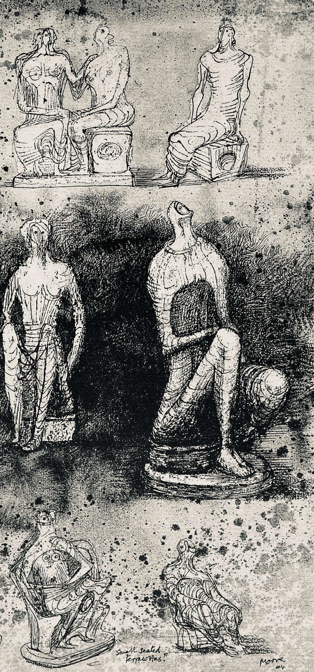 Henry Moore, Seated Figures, The Drawings Of Henry Moore, Lithograph