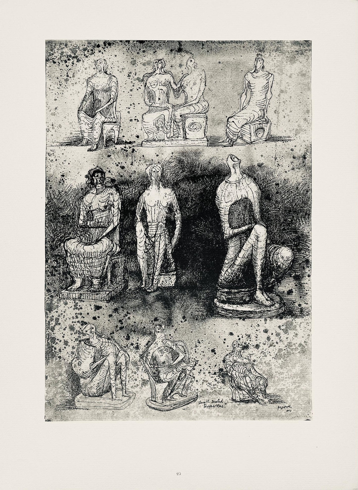 Henry Moore, Seated Figures, The Drawings Of Henry Moore, Lithograph