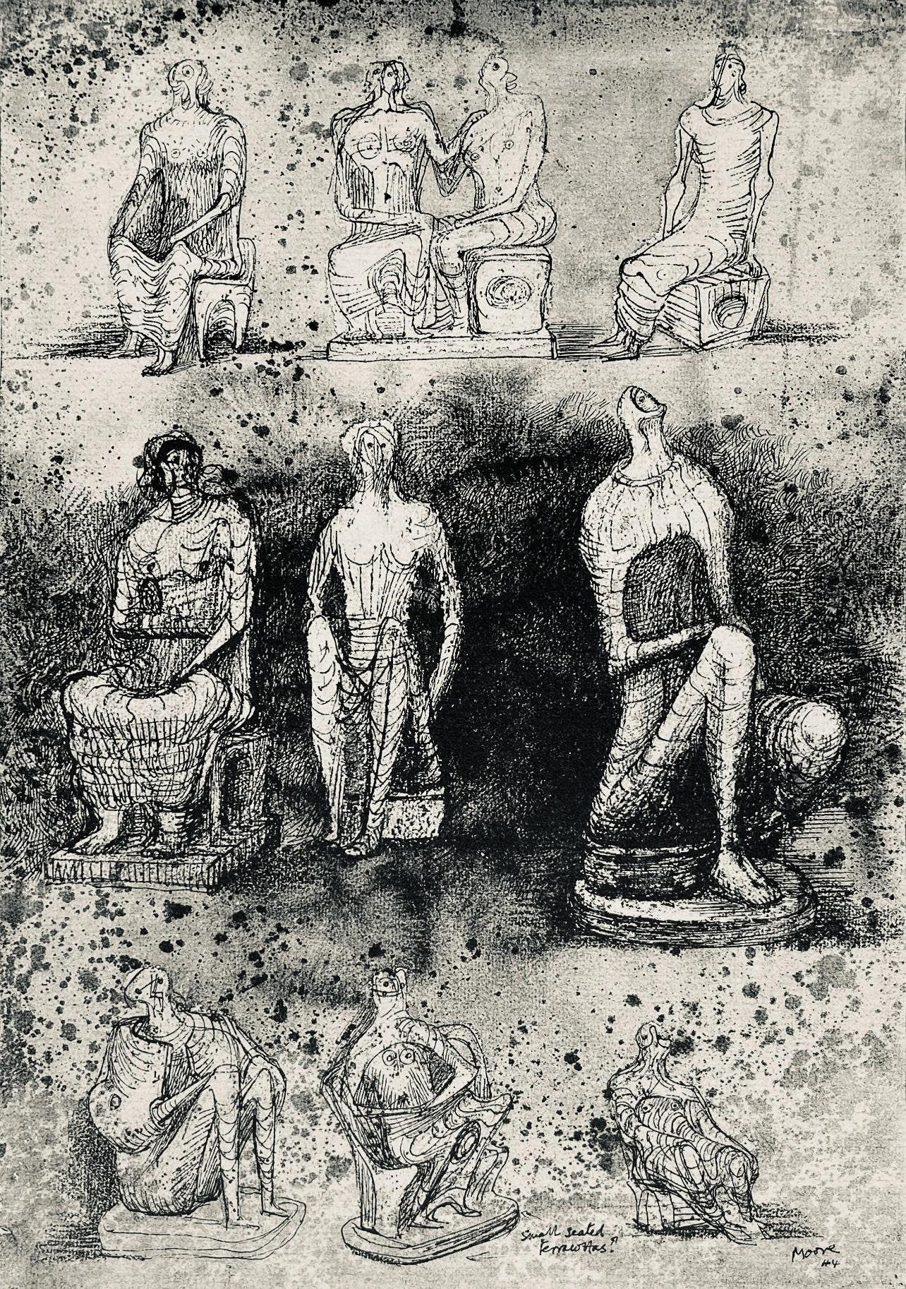 Henry Moore, Seated Figures, The Drawings Of Henry Moore, Lithograph