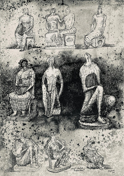 Henry Moore, Seated Figures, The Drawings Of Henry Moore, Lithograph
