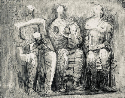 Henry Moore, Three Figures With Children, The Drawings Of Henry Moore, Lithograph