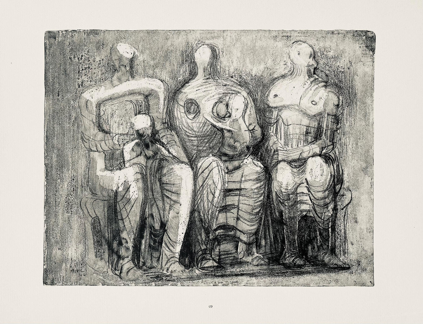 Henry Moore, Three Figures With Children, The Drawings Of Henry Moore, Lithograph