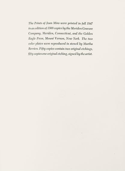 Joan Mir, Composition, The Prints Of Joan Miro, Etching