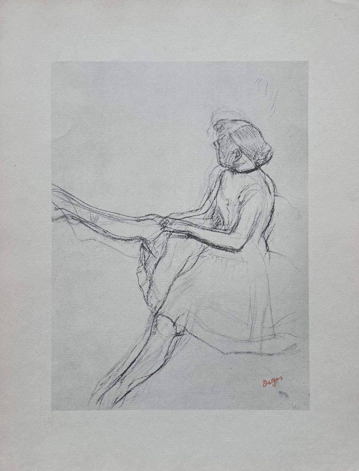 Edgar Degas, Seated Dancer, Removing Her Slipper, Ten Ballet Sketches, Lithograph