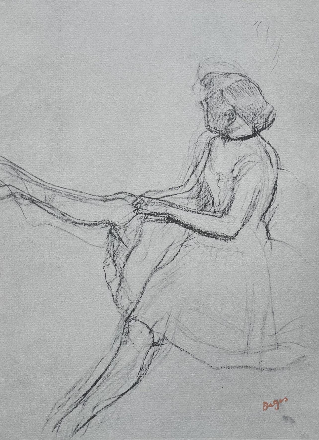 Edgar Degas, Seated Dancer, Removing Her Slipper, Ten Ballet Sketches, Lithograph