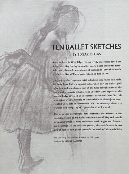 Edgar Degas, Dancer Touching Her Earring, Ten Ballet Sketches, Lithograph