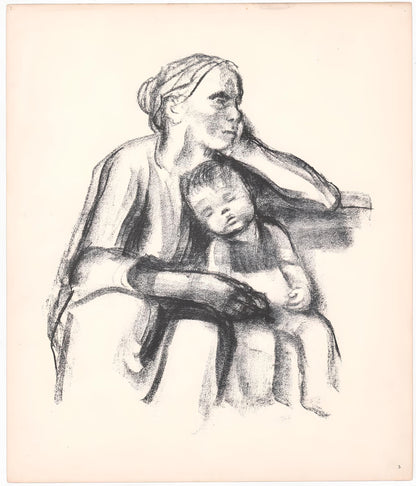Kthe Kollwitz, Worker Woman With Sleeping Child (Arbeiterfrau Mit Schlafendem Jungen), Lithograph