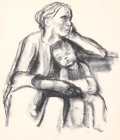 Kthe Kollwitz, Worker Woman With Sleeping Child (Arbeiterfrau Mit Schlafendem Jungen), Lithograph