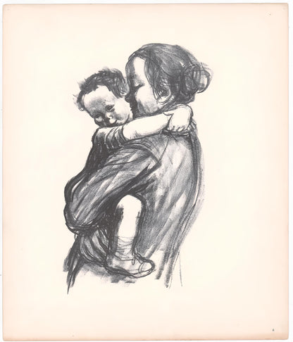 Kthe Kollwitz, Boy With Arms Around Mothers Neck (Mutter Mit Jungen, Seine Arme Um Ihren Hals),