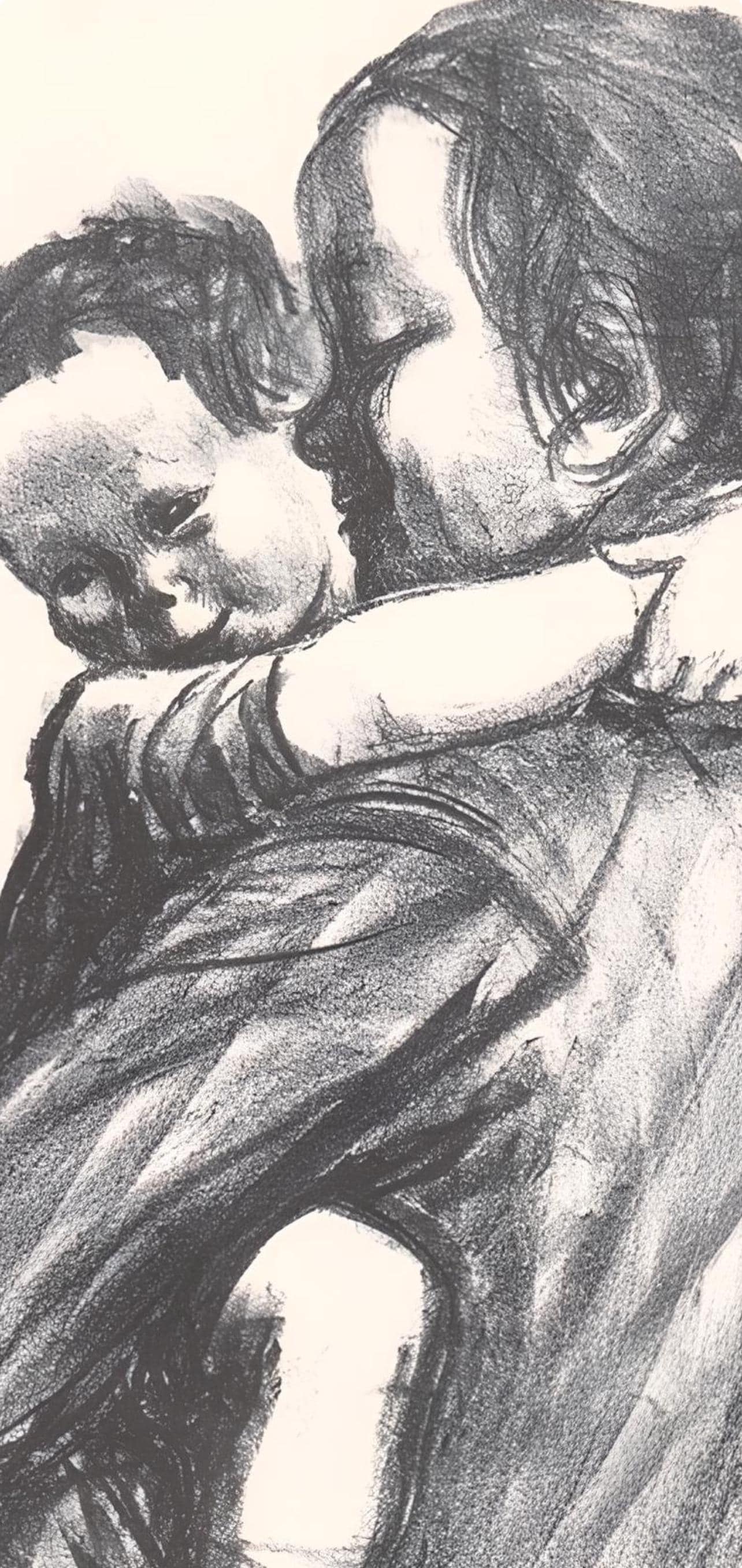 Kthe Kollwitz, Boy With Arms Around Mothers Neck (Mutter Mit Jungen, Seine Arme Um Ihren Hals),