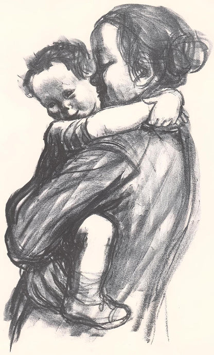 Kthe Kollwitz, Boy With Arms Around Mothers Neck (Mutter Mit Jungen, Seine Arme Um Ihren Hals),