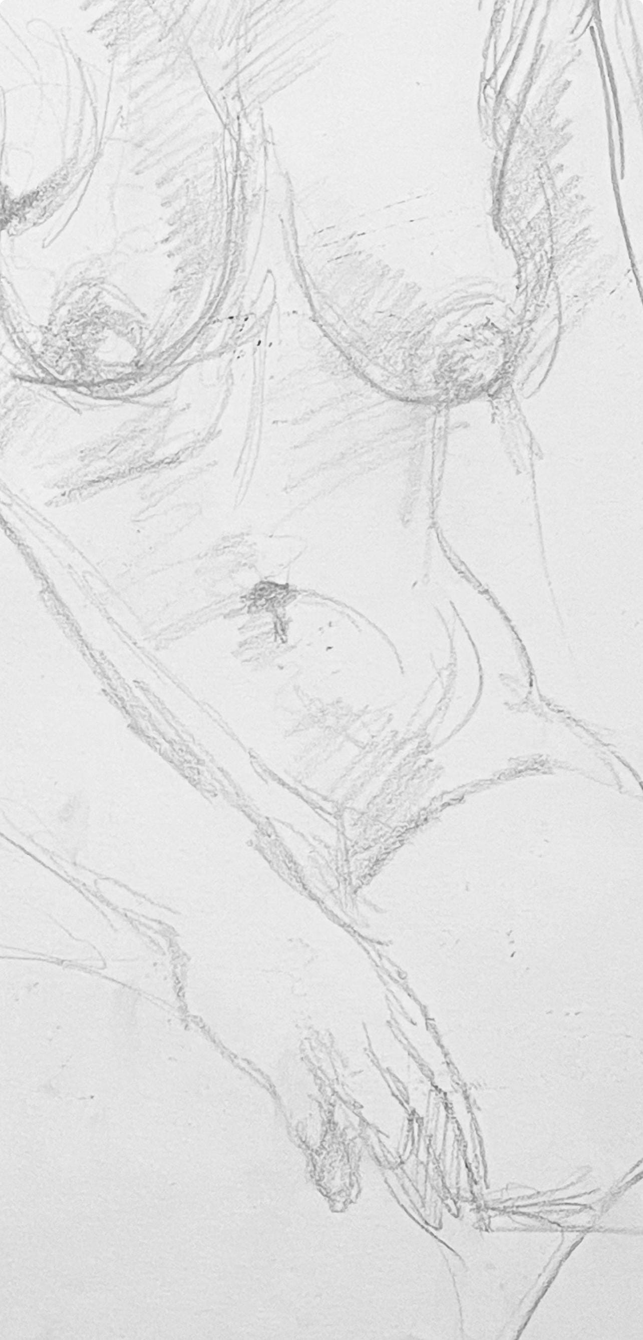 Ian Hornak, Renaissance Female Nude Figure Study, 1963, Original Drawing