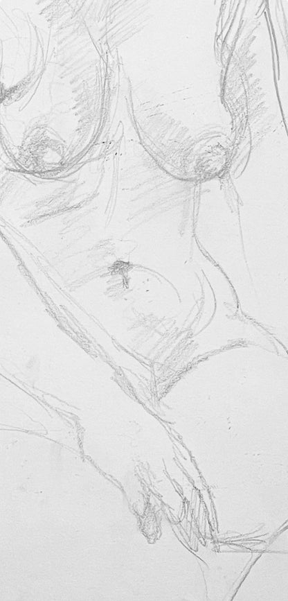 Ian Hornak, Renaissance Female Nude Figure Study, 1963, Original Drawing