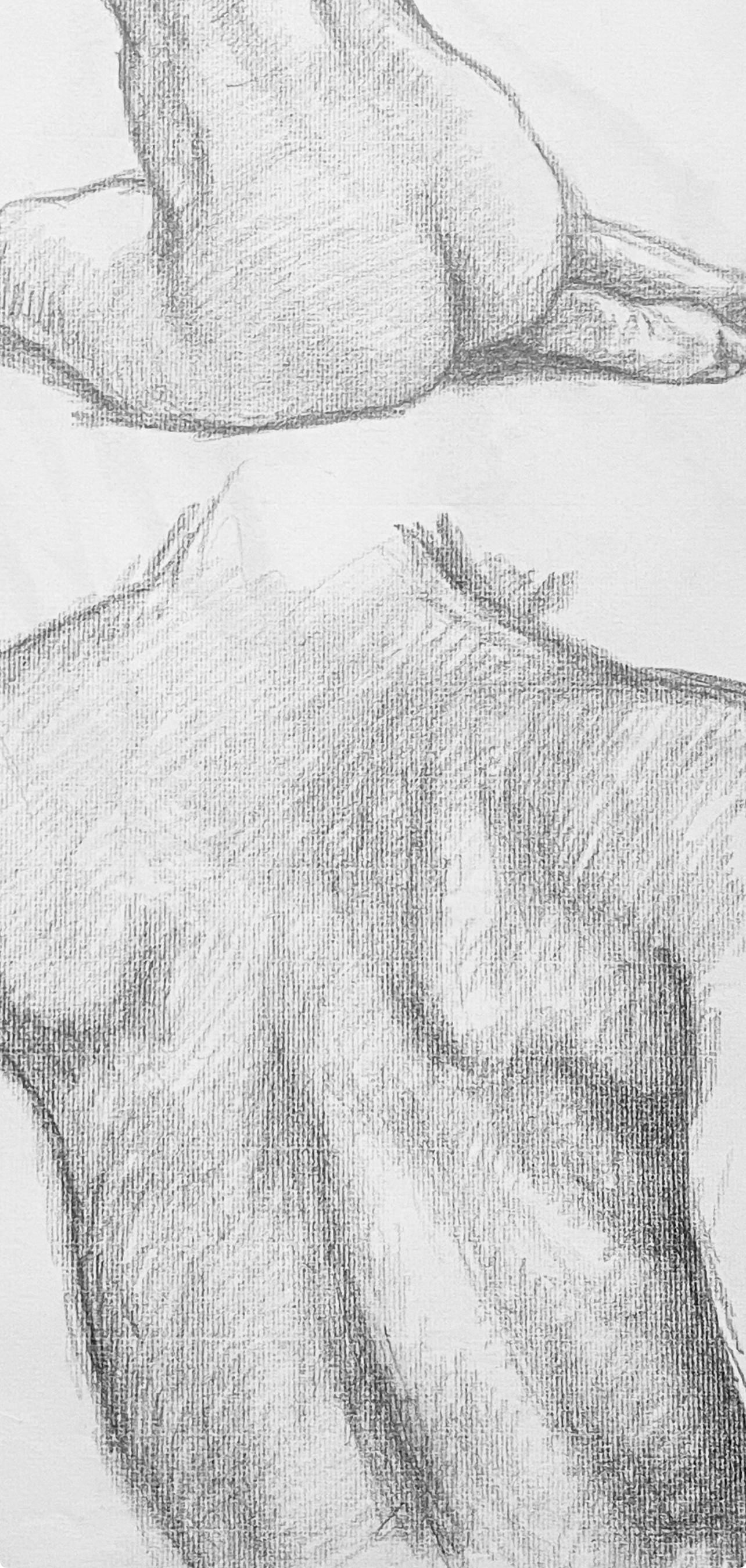 Ian Hornak, Renaissance Male And Female Nude Figure Study, 1963, Original Drawing