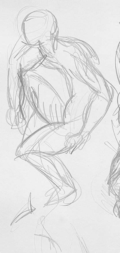 Ian Hornak, Renaissance Male Nude Figure Study, 1963, Original Drawing