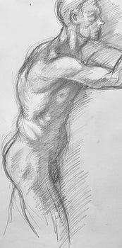 Ian Hornak, Renaissance Male Nude Figure Study, 1963, Original Drawing