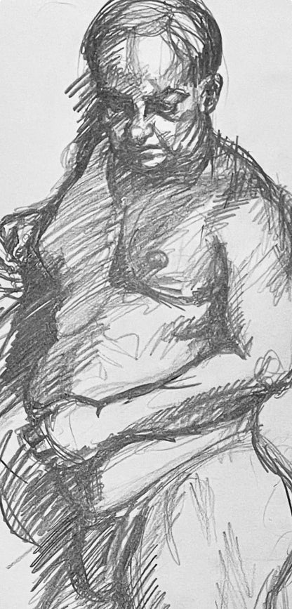Ian Hornak, Renaissance Male Nude Figure Study, 1963, Original Drawing