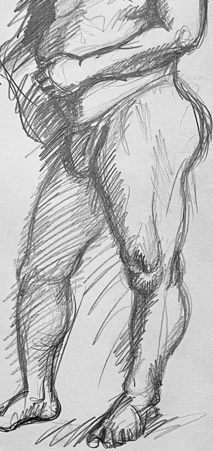 Ian Hornak, Renaissance Male Nude Figure Study, 1963, Original Drawing