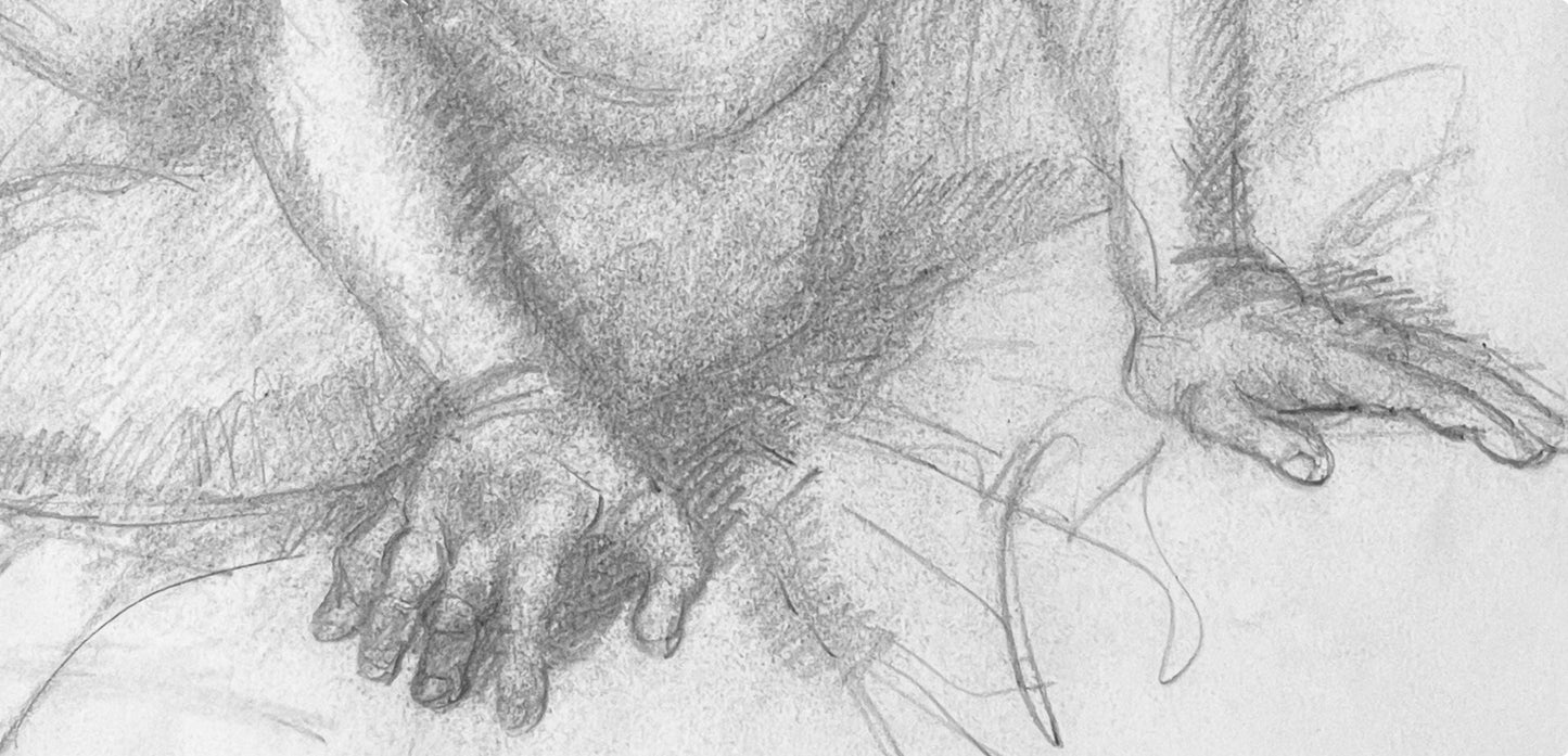 Ian Hornak, Renaissance Male Nude Figure Study, 1963, Original Drawing