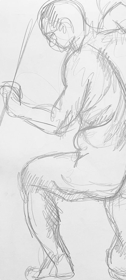 Ian Hornak, Renaissance Male Nude Figure Study, 1963, Original Drawing