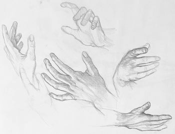 Ian Hornak, Renaissance Hand Figure Study, 1963, Original Drawing